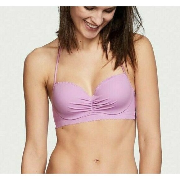 Victoria's Secret Scalloped Getaway Halter Bikini Top Lilac Light Purple 34C - Picture 1 of 5
